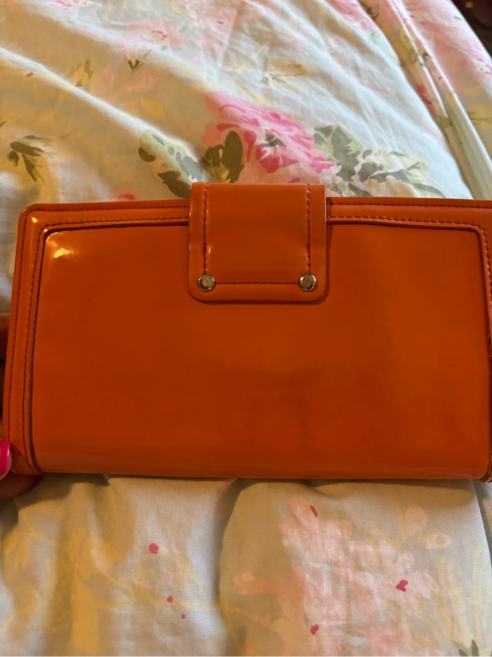 Marc Jacobs Orange Patent Leather Turnlock Envelope Slim Wallet - Picture 3 of 7